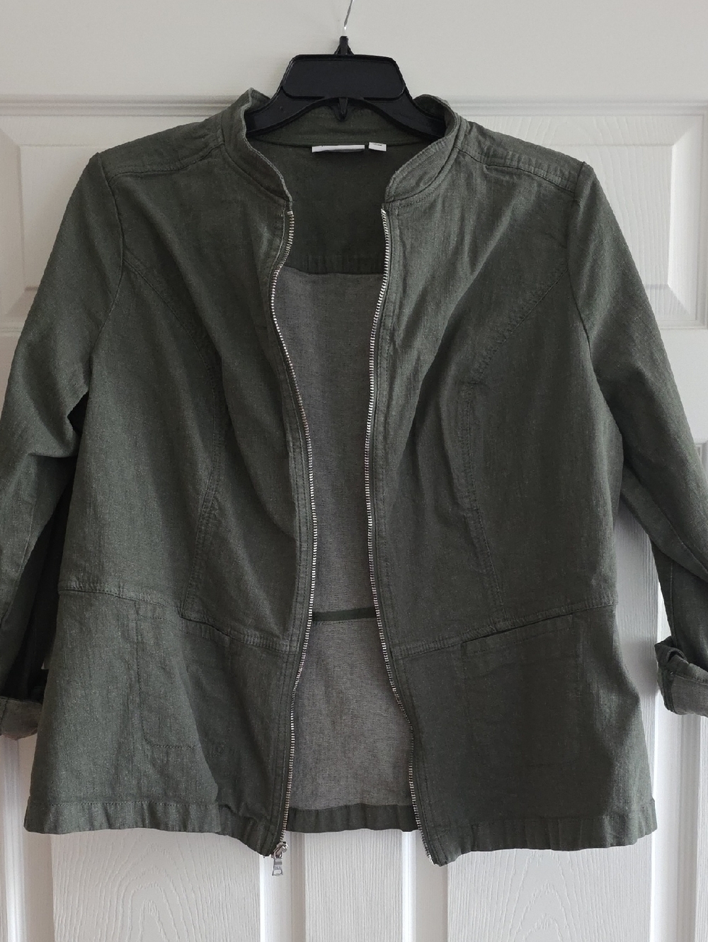 D&CO Lightweight Olive Utility Jacket with Front Zip